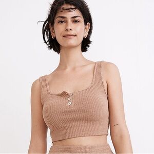 Madewell MWL Brown/Tan Ribbed Crop Tank Top Size S Cropped Fit Shell
